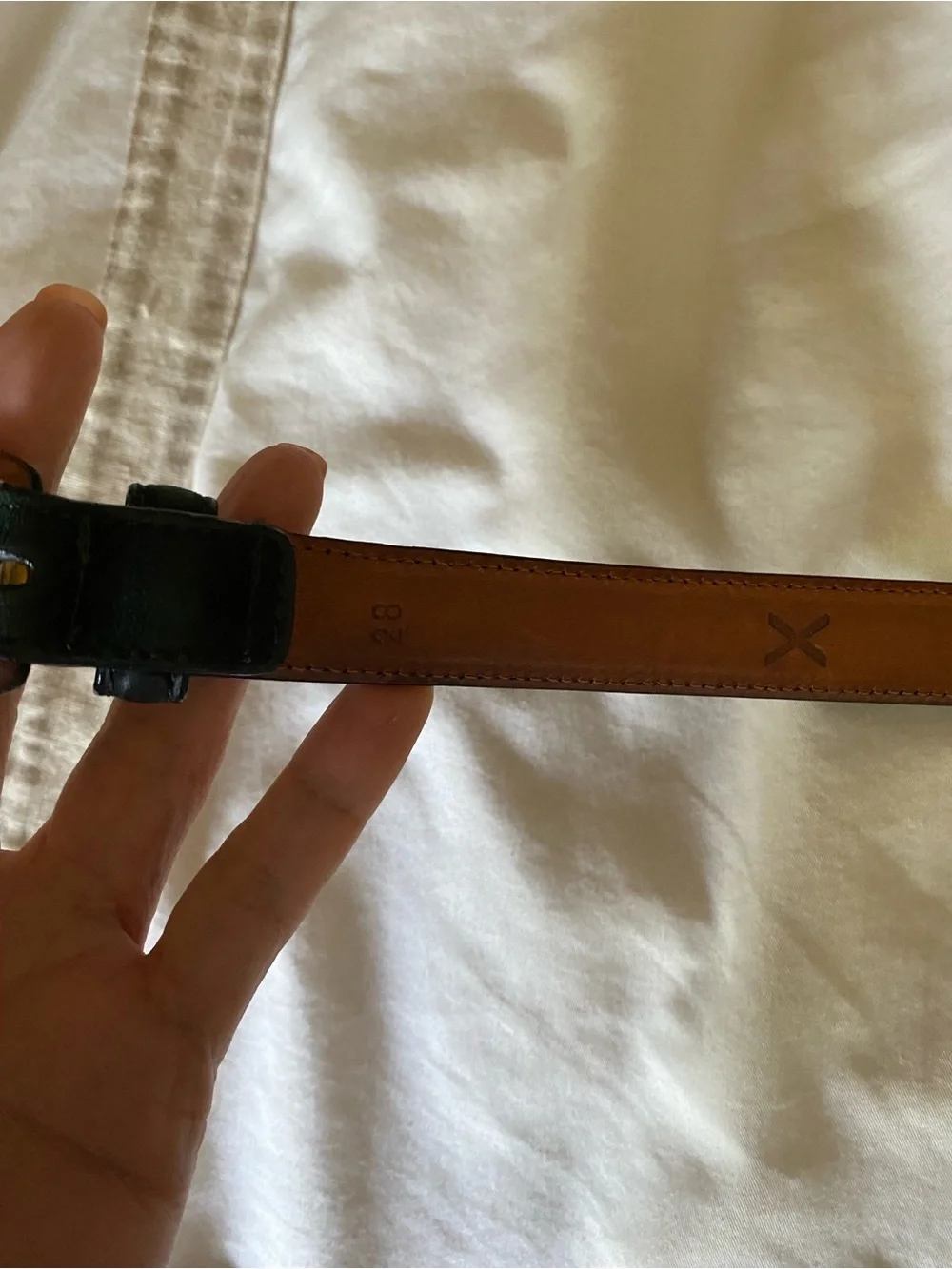 Ralph Lauren Calf Suede Exterior Lined Vanchetta Leather Belt Hunter Green sz 28